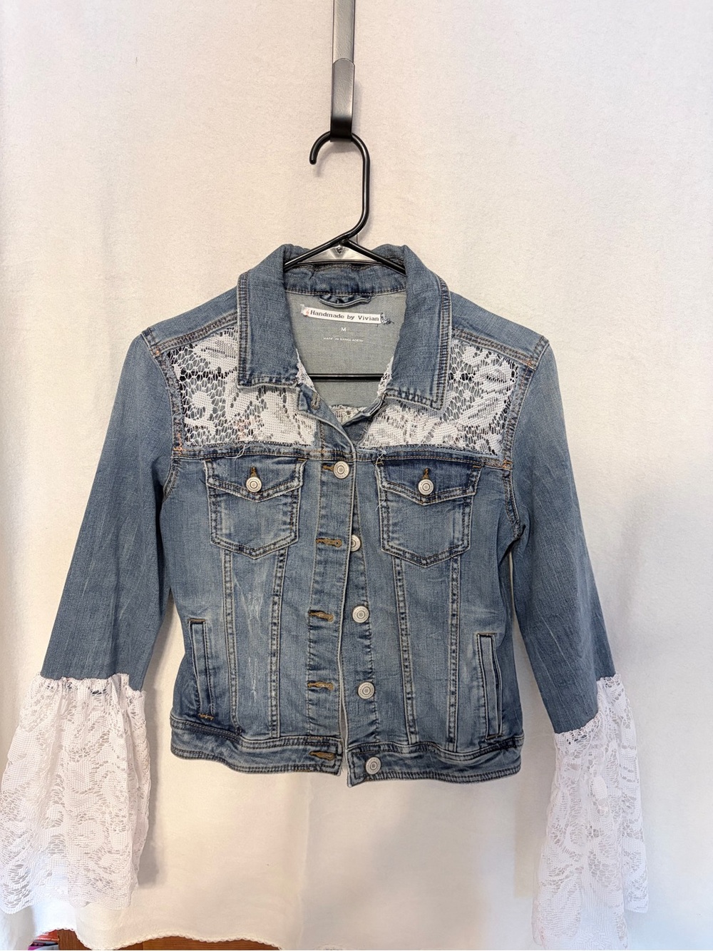 Custom Aeropostale Lace-Trim Light Blue Denim Jacket